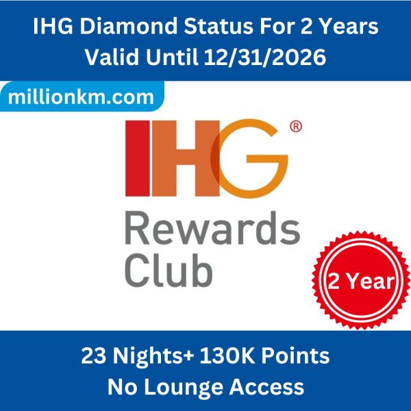 IHG Diamond Status Upgrade for 2 Years Through 12/31/2026, 130K or 160K Points+Lounge Access