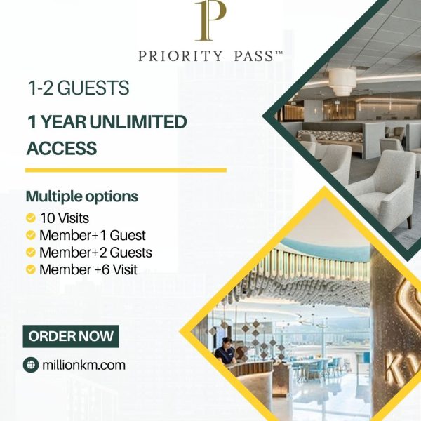 Buy Priority Pass Membership, Member+1-2 Guests, Unlimited Lounge Access