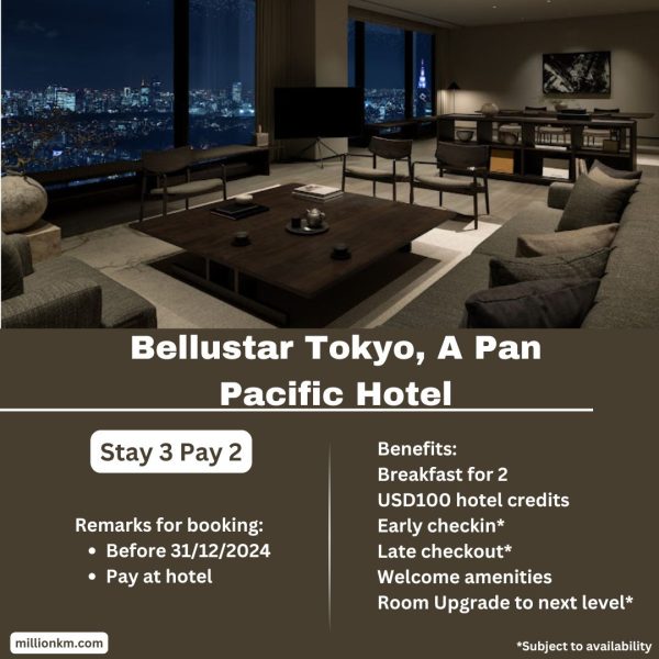 Bellustar Tokyo, A Pan Pacific Hotel Stay 3 Pay 2, USD100 Credits, Free Breakfast and More