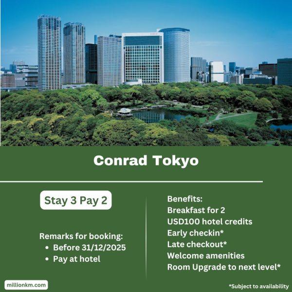 Conrad Tokyo Stay 3 Pay 2, USD100 Credits, Free Breakfast and More