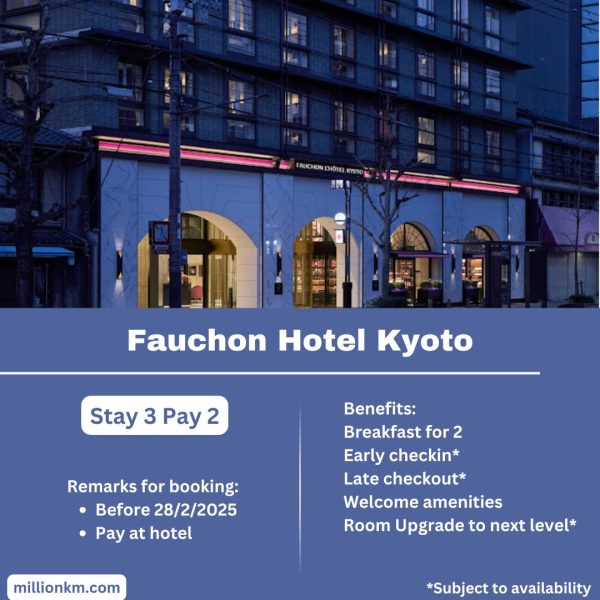 Fauchon Hotel Kyoto Stay 3 Pay 2, USD100 Credits, Free Breakfast and More