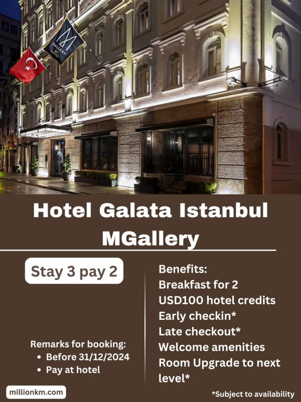 Hotel Galata Istanbul MGallery Stay 3 Pay 2, USD100 Credits, Free Breakfast and More