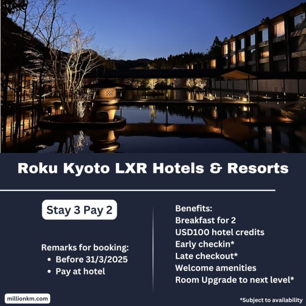 Roku Kyoto LXR Hotels & Resorts Stay 3 Pay 2, USD100 Credits, Free Breakfast and More