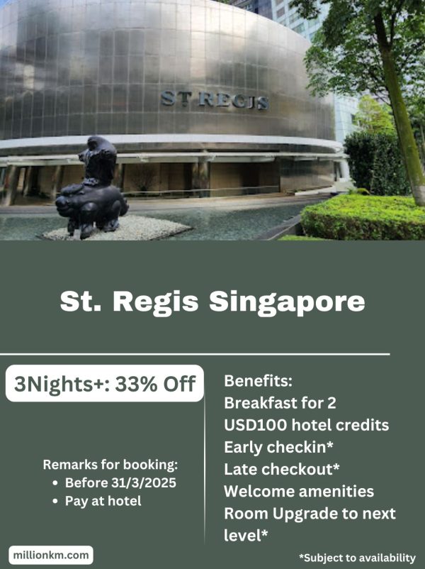 St. Regis Singapore 33% Off for 3 Nights and More, VIP Service