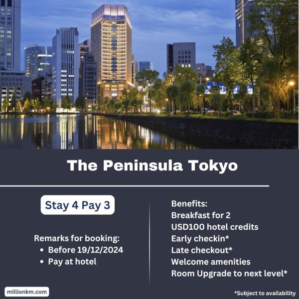 The Peninsula Tokyo Stay 4 Pay 3, USD100 Credits, Free Breakfast and More