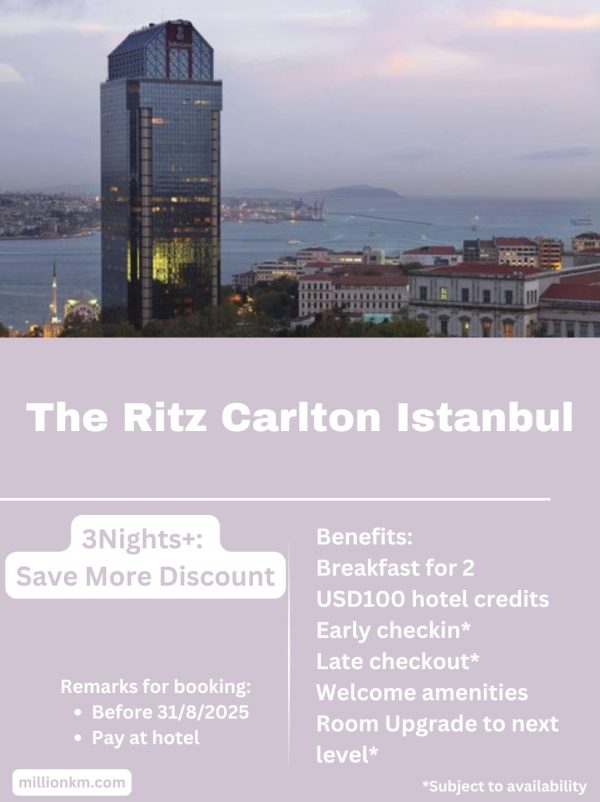 The Ritz Carlton Istanbul Save More Discount for 3 Nights or More, USD100 Credits, Free Breakfast and More