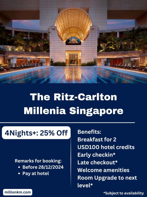 The Ritz Carlton Millenia Singapore 25% Off for 4 Nights and More, VIP Service