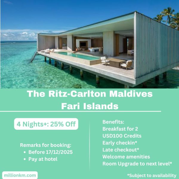 JW Marriott Maldives Resort Spa 25% For 4 Nights or More, Free Breakfast