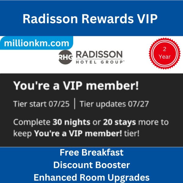Radisson VIP Status Upgrade 2 Years: Instant Elite Perks & Free Breakfast in 1 Week